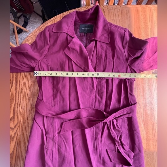 Banana Republic Outlet Plum Wine Waterfall Belted Trench Fall Coat, Size S NWT - Picture 11 of 13